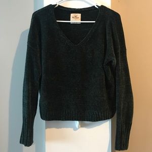 Dark green chenille crop sweater